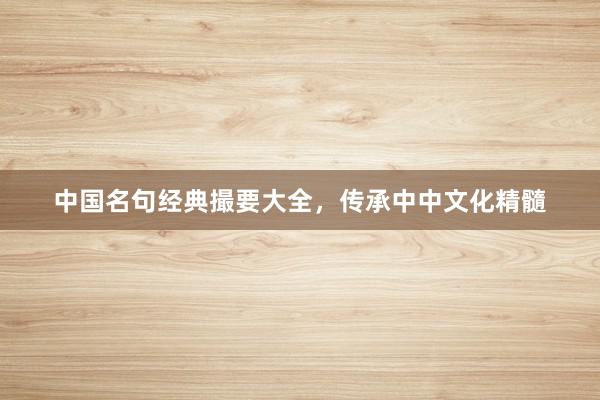 中国名句经典撮要大全，传承中中文化精髓